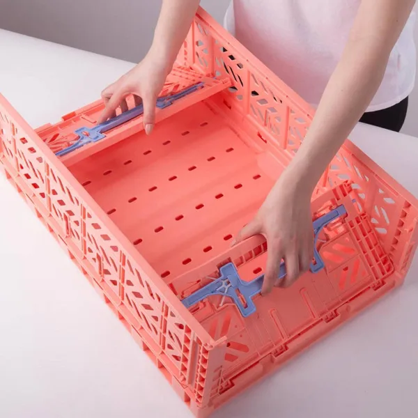 Aykasa Maxibox Comfort Lock Folding Crate 23.6 x 15.7 x 7.1 in – Salmon Pink