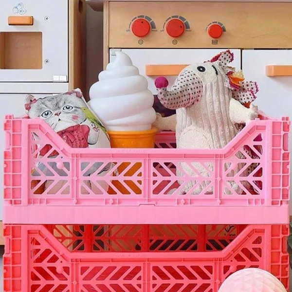 Aykasa Midibox Folding Crate 15.7 x 11.8 x 5.5 in – Dark Pink