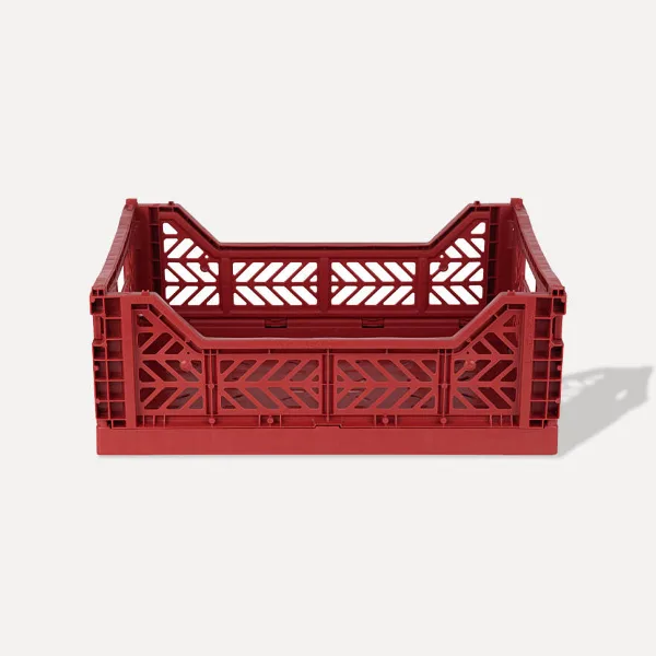 Aykasa Midibox Folding Crate 15.7 x 11.8 x 5.5 in – Tile Red